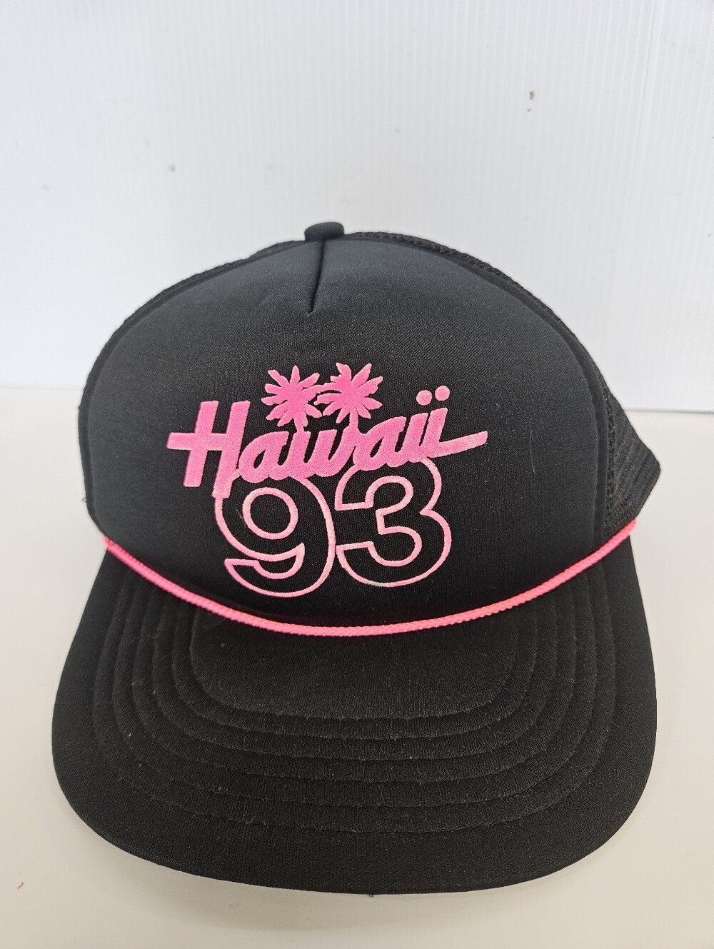 Hawaii 93 Black Hat with Pink Accent - Cap Vintage 90s Retro
